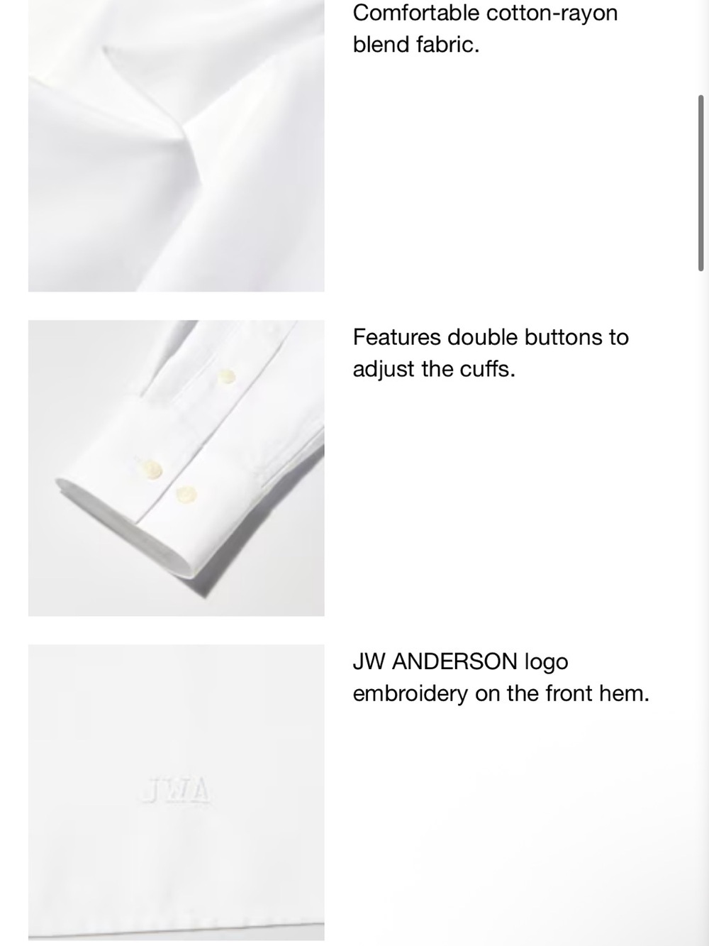 JW ANDERSON White Boxy Cropped Button-Down Shirt - Picture 2 of 11